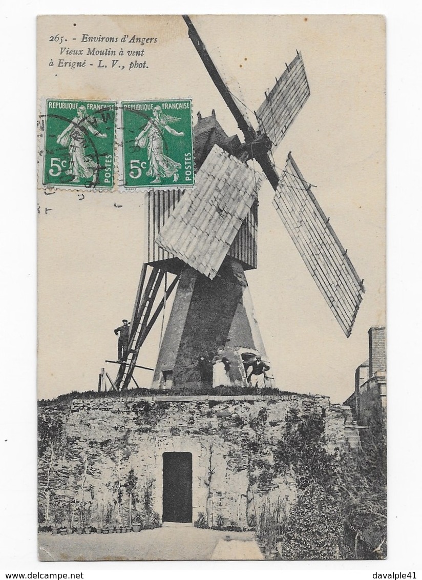 49  ERIGNE VIEUX MOULIN A VENT    2 SCANS  Tampon Perlé VARENNES Indre Et Loire - Altri & Non Classificati