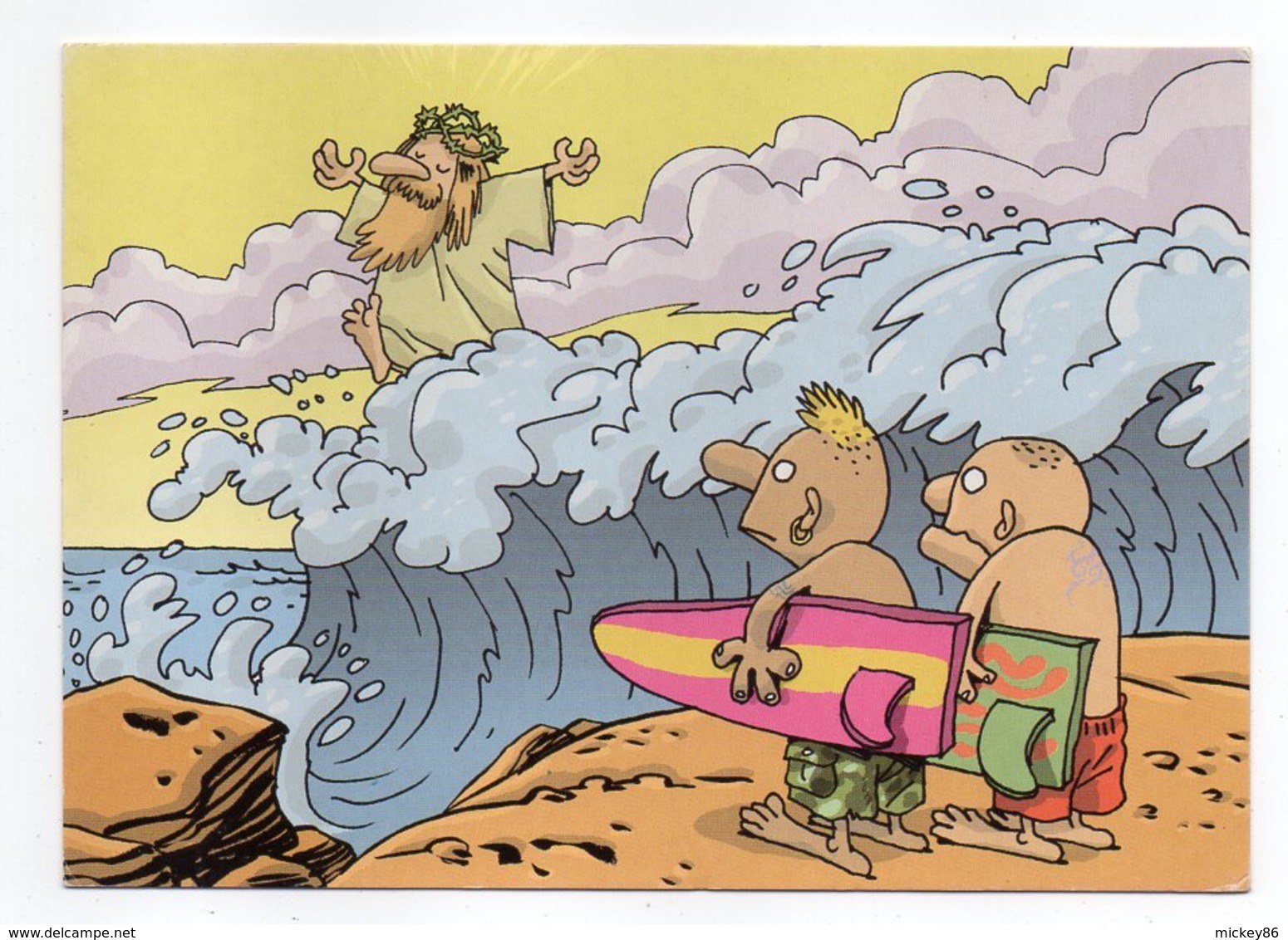 Humour--illustrateur  LARCENET  -- Sous Le Soleil ,tout Roule ! --surf ,Christ - Humour