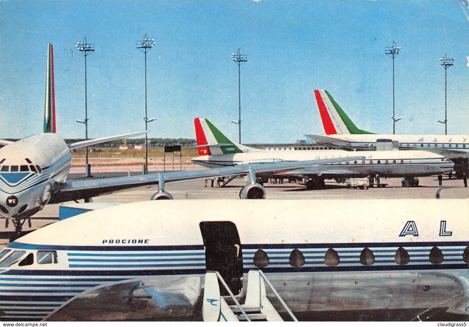 0566 "ALITALIA AIRLINES - DC8 AND CARAVELLE JETS" CART. ORIG. SPED. 1967 - Aerodromi