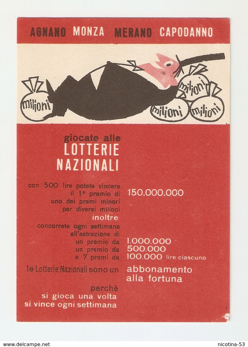 CT--2912-- CARTOLINA LOTTERIE NAZIONALI - AGNANO-MONZA-MERANO-CAPODANNO- - Altri & Non Classificati