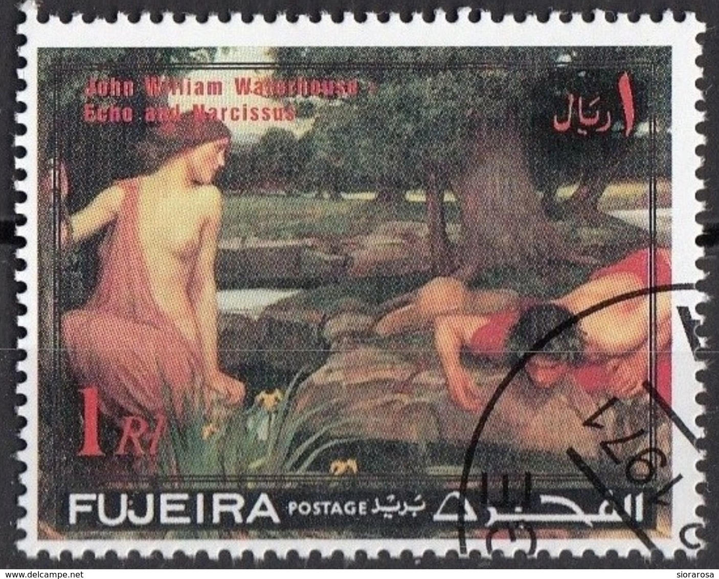 Fujeira 1971 "Eco E Narciso" Quadro Dipinto Da J.W. Waterhouse Preobliterato Impressionismo Paintings - Mitologia