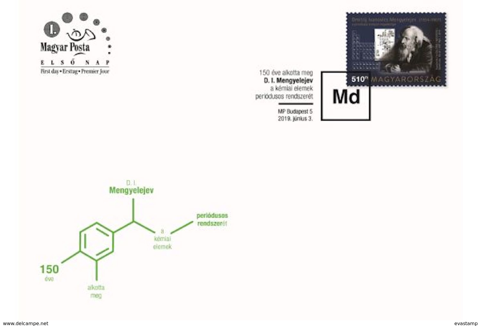 HUNGARY - 2019.FDC  150th Anniversary Of The Periodic Table Of Elements By Mendeleev  MNH! - Chimie