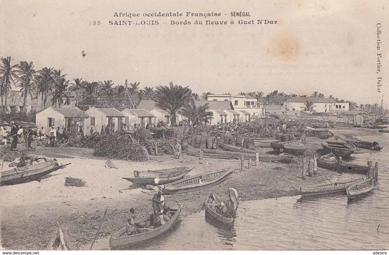 RRR! SAINT LOUIS (Senegal) 1907 - Bords Du Fleuve A Guet N'Dar, Gel.1907, Sondermarke Senegal, Sonderstempel Police - Senegal