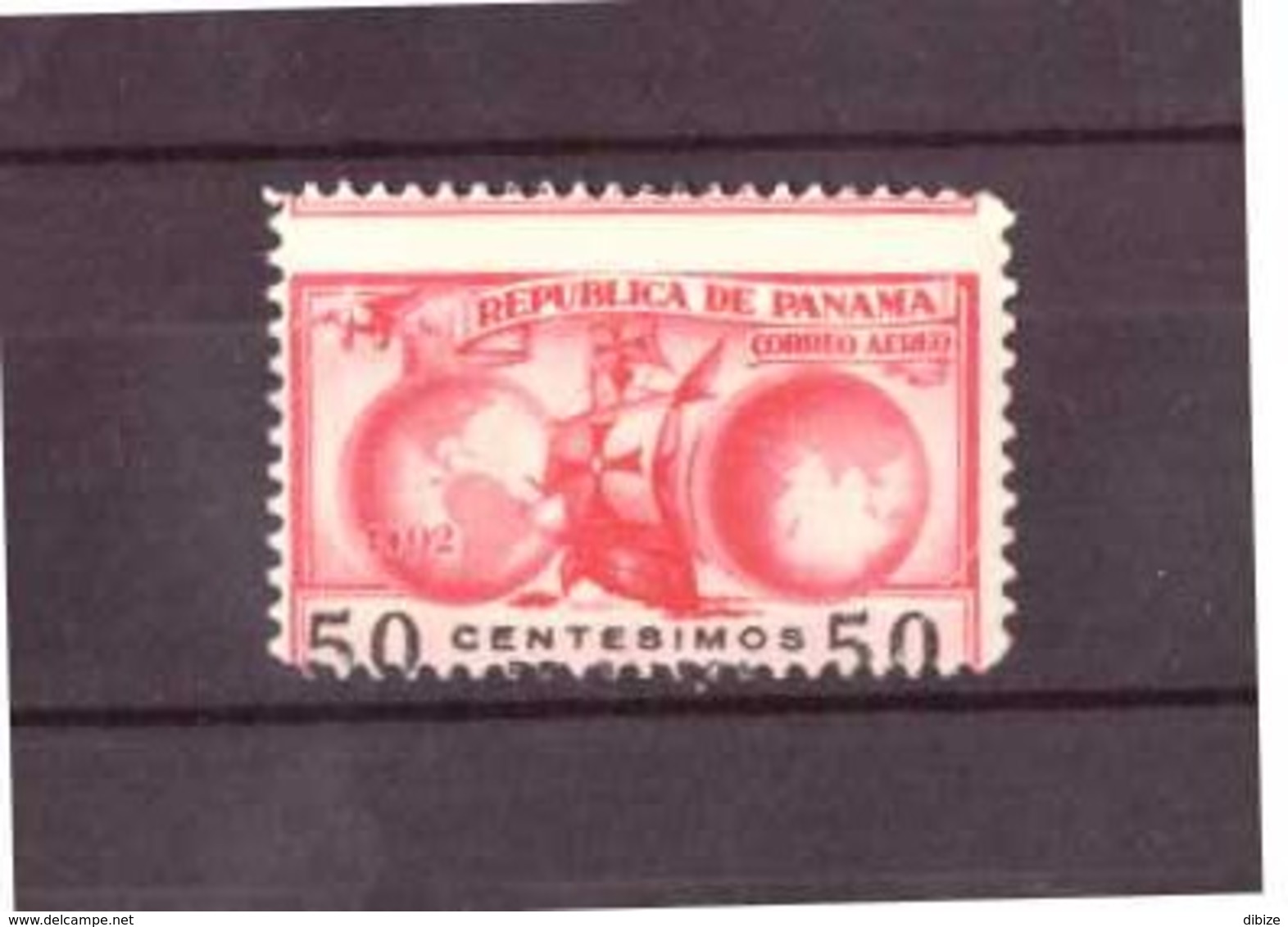 PANAMÁ. Sello De 1935 No Emitido. Colón Columbus. 50 Centavos De Balboa. Aéreo. Falla De Corte. Estado Medio. - Fehldrucke