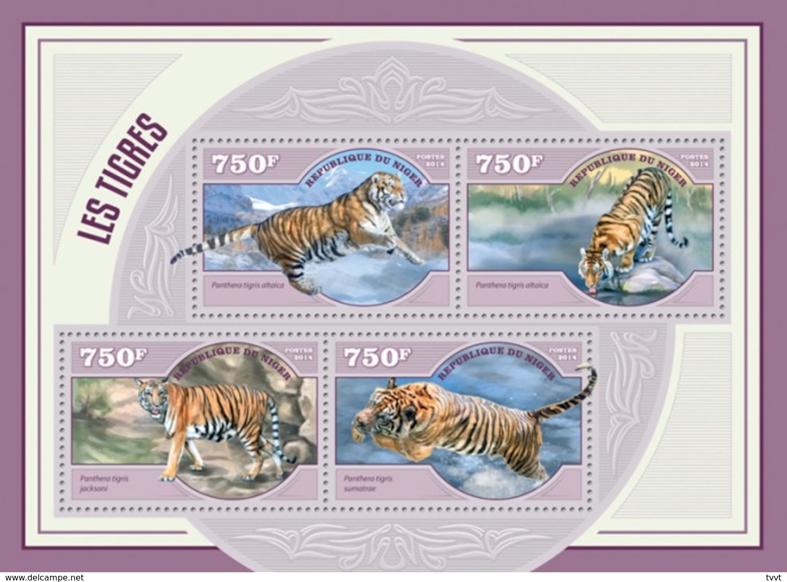 Niger, 2014. [nig14415] Fauna, Tigers (s\s+block) - Raubkatzen