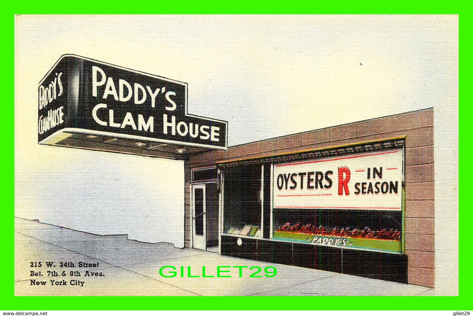 NEW YORK CITY, NY - PADDY'S CLAM HOUSE INC - SHELL FISH SPECIALIST - - Cafés, Hôtels & Restaurants