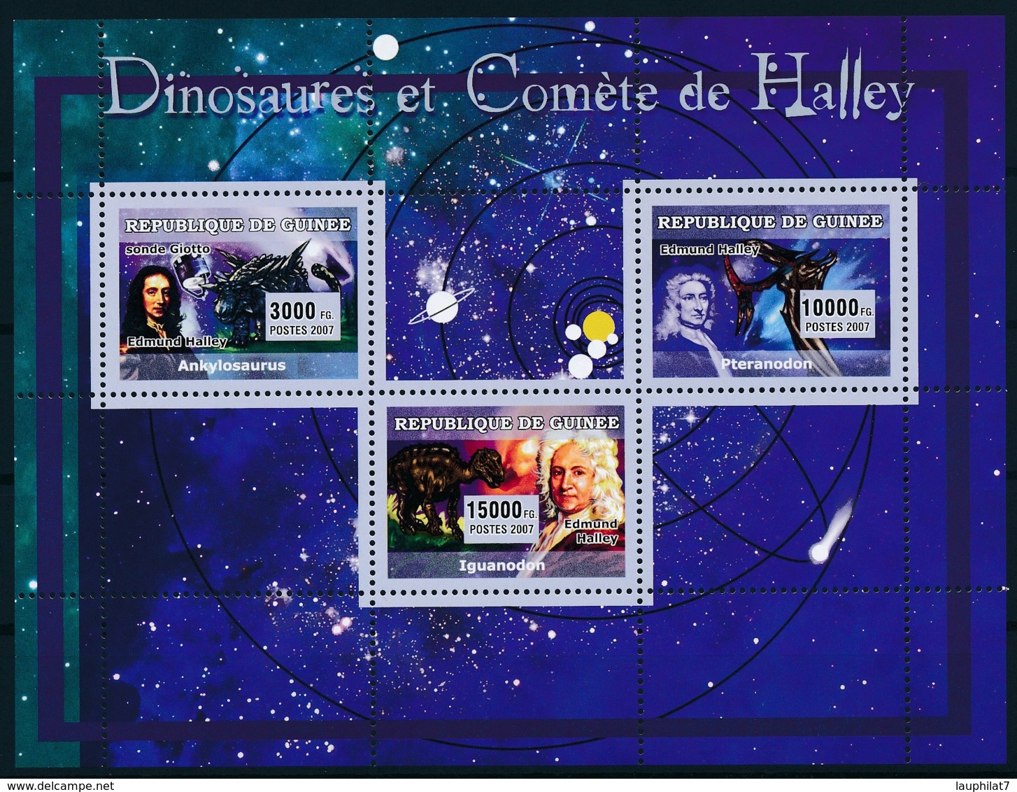 [402166]TB//**/Mnh-Guinée 2007 - Dinosaures Et Comète De Halley - Minéraux