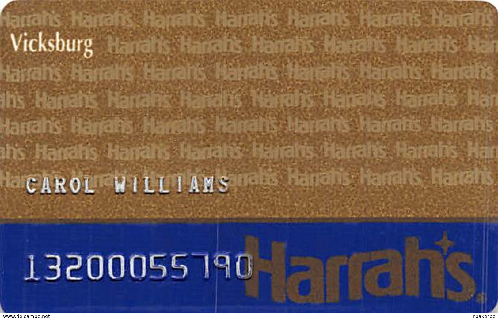 Harrah's Casino Vicksburg MS 2nd Issue Slot Card With DARK Harrah's Pattern ...[RSC]... - Casino Cards