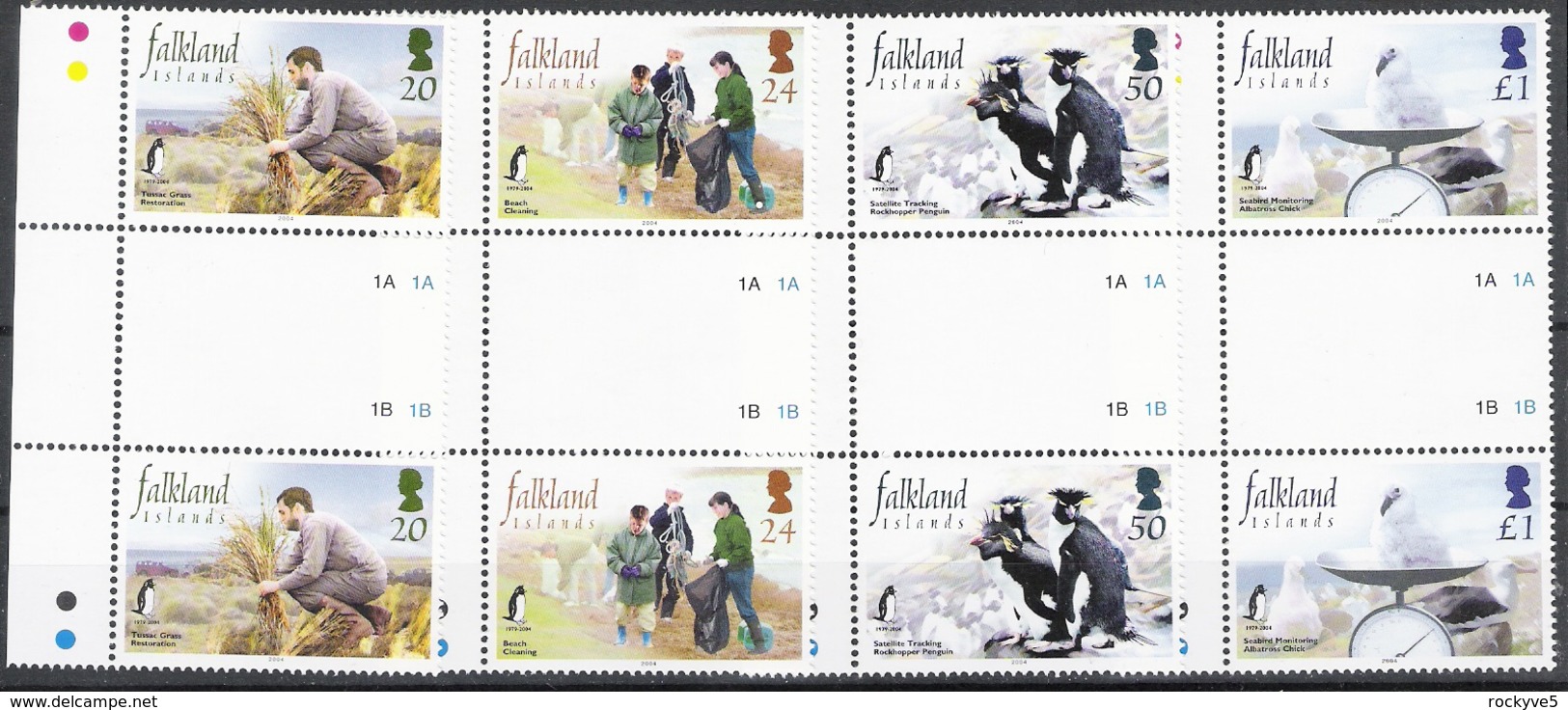 Falkland Islands 2004 Wildlife Conservation Gutter Pairs MNH CV £23.00 - Falkland Islands