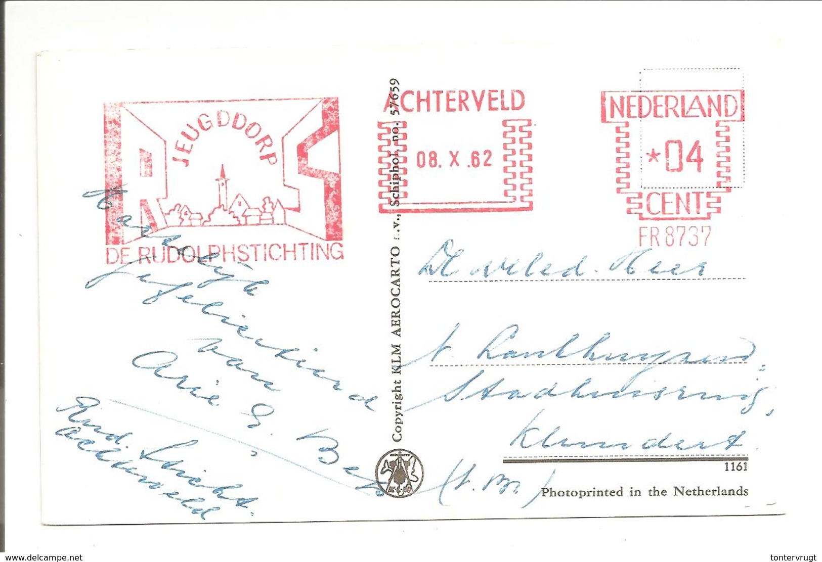 Barneveld. De Glind-Achterveld-Rudolphstichting. K.L.M. Aerocarto - Lettres & Documents