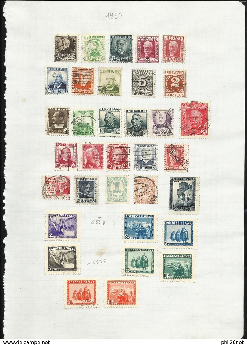 Espagne  De 1889  à  1971  Quasiment Complet Poste ,P.A. ... Oblitérés B/TB Cachets TB  Introuvable !  Braderie !! - Verzamelingen (zonder Album)