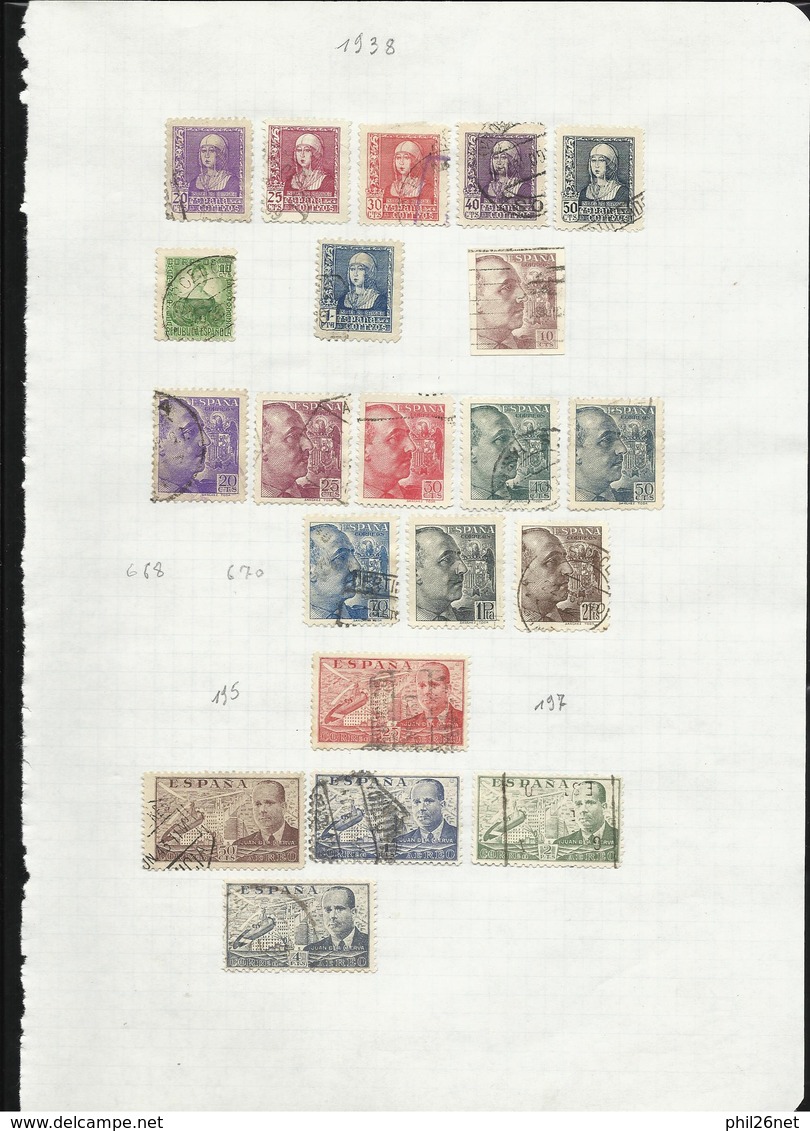 Espagne  de 1889  à  1971  quasiment complet Poste ,P.A. ... Oblitérés B/TB Cachets TB  introuvable !  Braderie !!