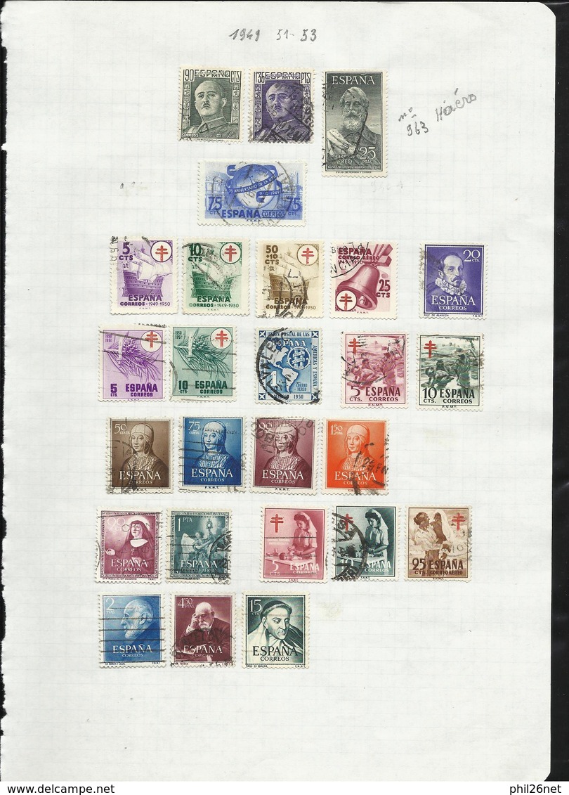 Espagne  de 1889  à  1971  quasiment complet Poste ,P.A. ... Oblitérés B/TB Cachets TB  introuvable !  Braderie !!