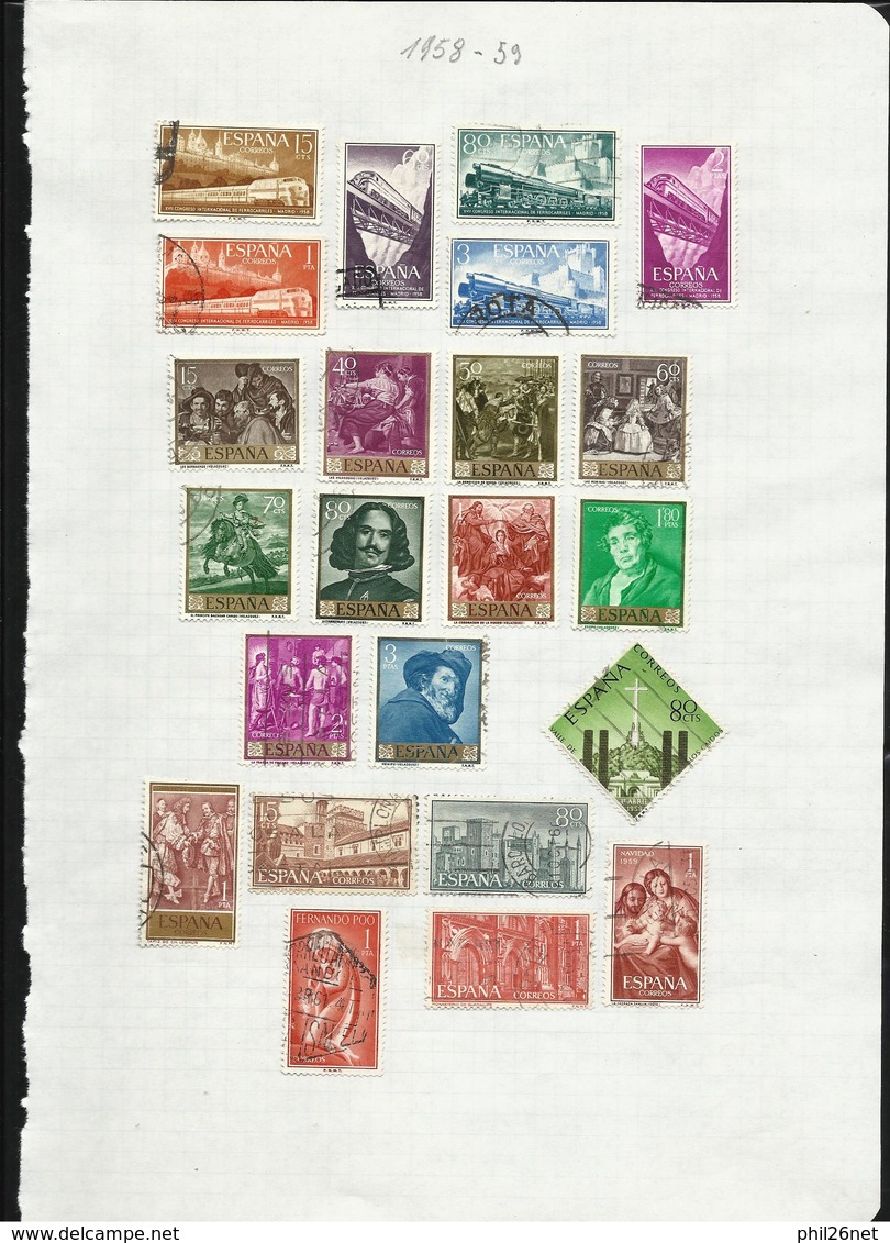 Espagne  de 1889  à  1971  quasiment complet Poste ,P.A. ... Oblitérés B/TB Cachets TB  introuvable !  Braderie !!