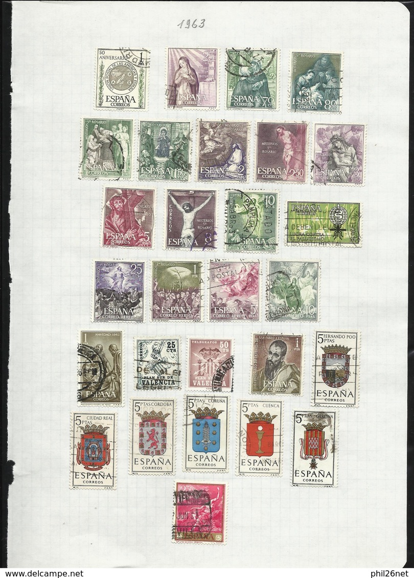 Espagne  de 1889  à  1971  quasiment complet Poste ,P.A. ... Oblitérés B/TB Cachets TB  introuvable !  Braderie !!