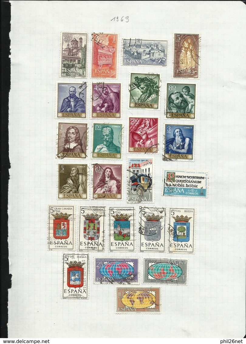 Espagne  de 1889  à  1971  quasiment complet Poste ,P.A. ... Oblitérés B/TB Cachets TB  introuvable !  Braderie !!