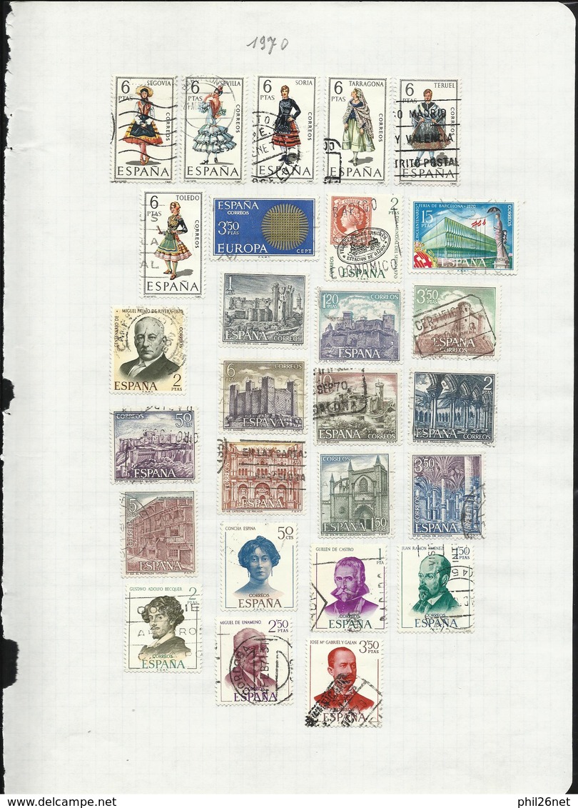 Espagne  de 1889  à  1971  quasiment complet Poste ,P.A. ... Oblitérés B/TB Cachets TB  introuvable !  Braderie !!