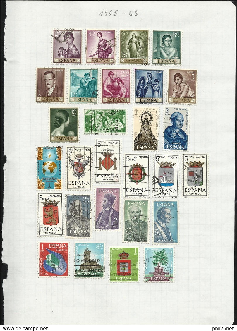 Espagne  de 1889  à  1971  quasiment complet Poste ,P.A. ... Oblitérés B/TB Cachets TB  introuvable !  Braderie !!