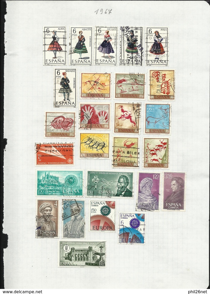 Espagne  de 1889  à  1971  quasiment complet Poste ,P.A. ... Oblitérés B/TB Cachets TB  introuvable !  Braderie !!