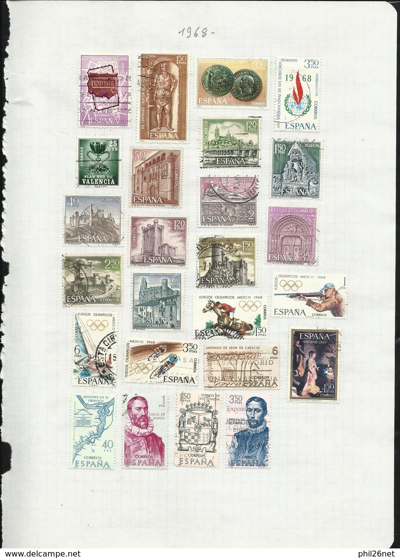 Espagne  de 1889  à  1971  quasiment complet Poste ,P.A. ... Oblitérés B/TB Cachets TB  introuvable !  Braderie !!