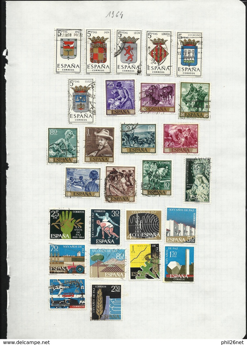 Espagne  de 1889  à  1971  quasiment complet Poste ,P.A. ... Oblitérés B/TB Cachets TB  introuvable !  Braderie !!