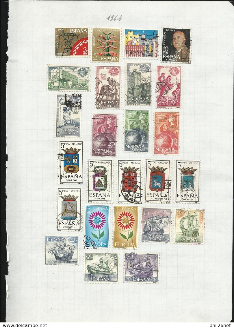 Espagne  de 1889  à  1971  quasiment complet Poste ,P.A. ... Oblitérés B/TB Cachets TB  introuvable !  Braderie !!