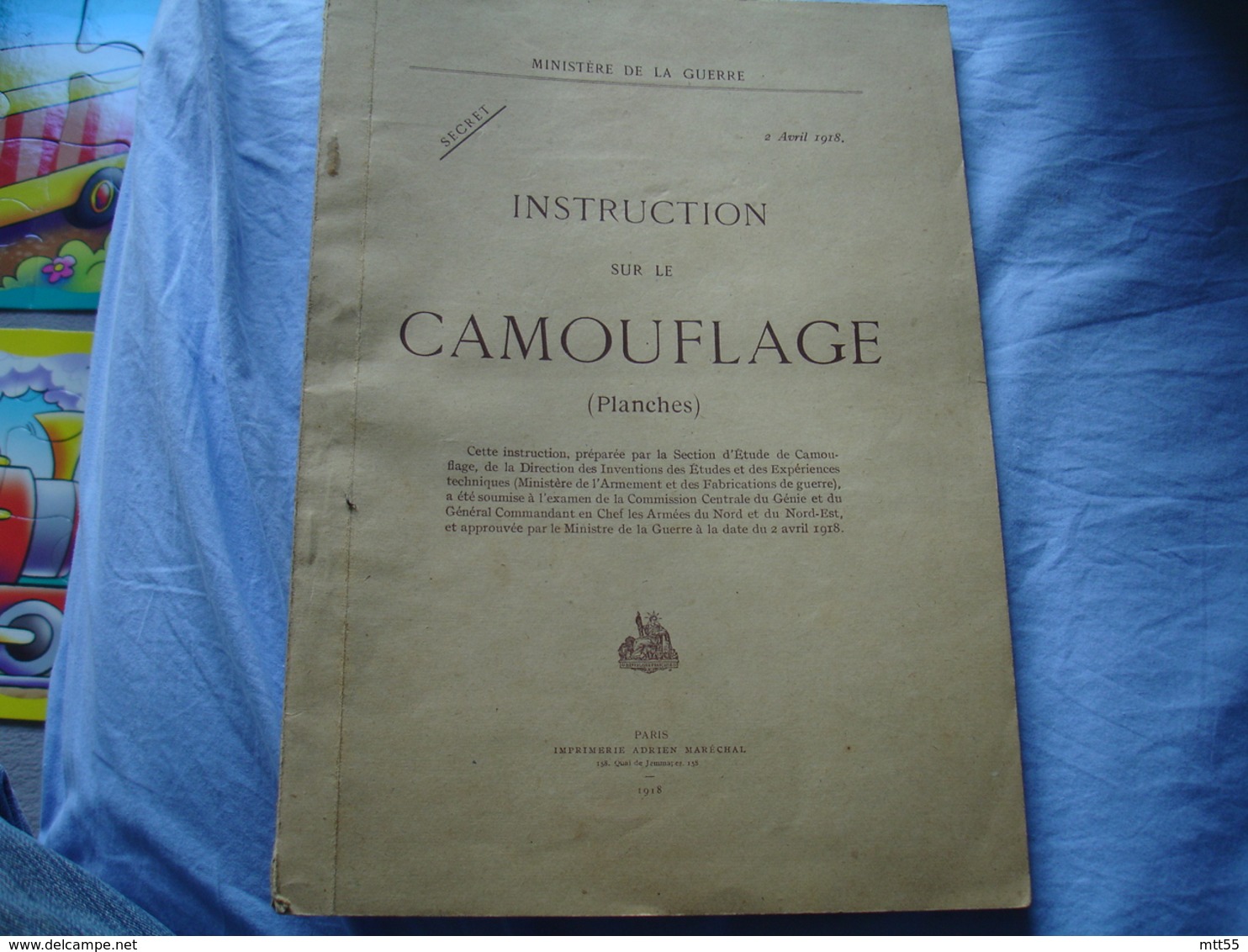 guerre 14.18 2 livret livre instructon sur le camouflage 1918 texte et planche