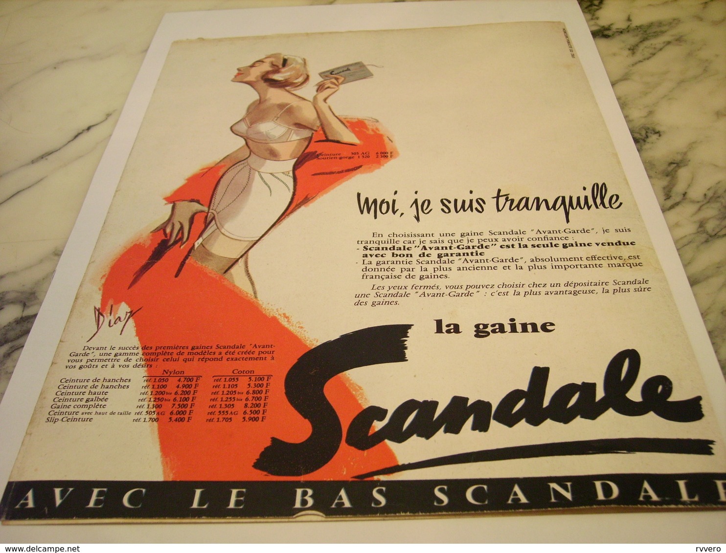 ANCIENNE PUBLICITE MOI JE SUIS TRANQUILLE SCANDALE  1957 - Autres & Non Classés