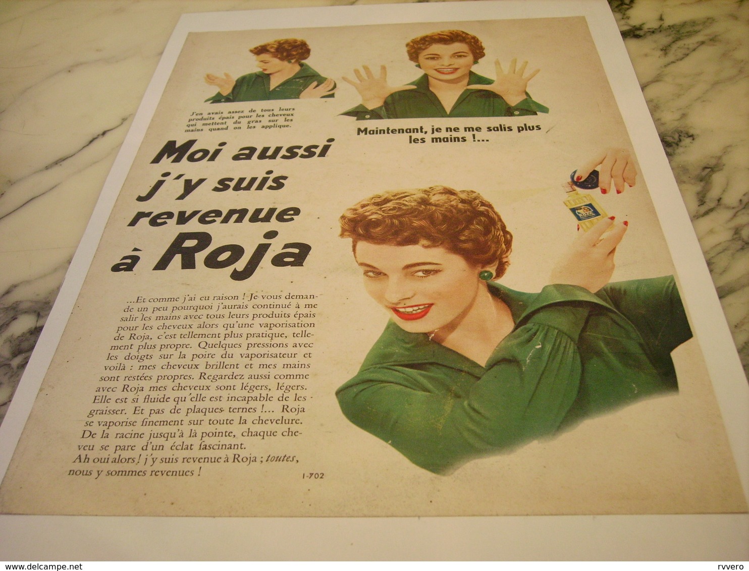 ANCIENNE PUBLICITE CHEVEUX BRILLANTINE ROJA 1953 - Autres & Non Classés