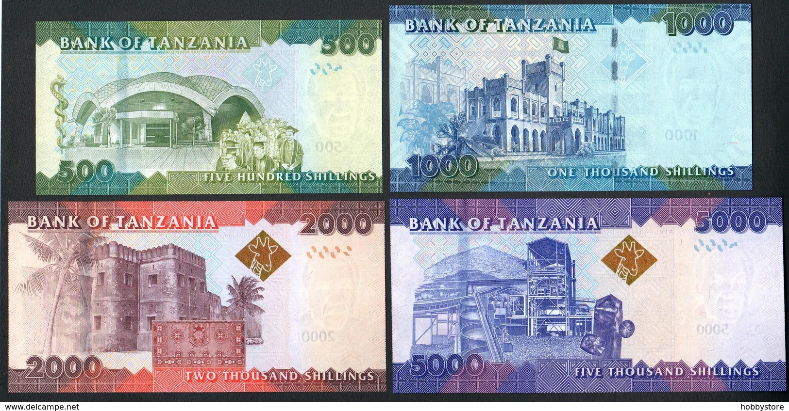 Tanzania 500 1000 2000 5000 Shillings 2011 UNC - Tanzania