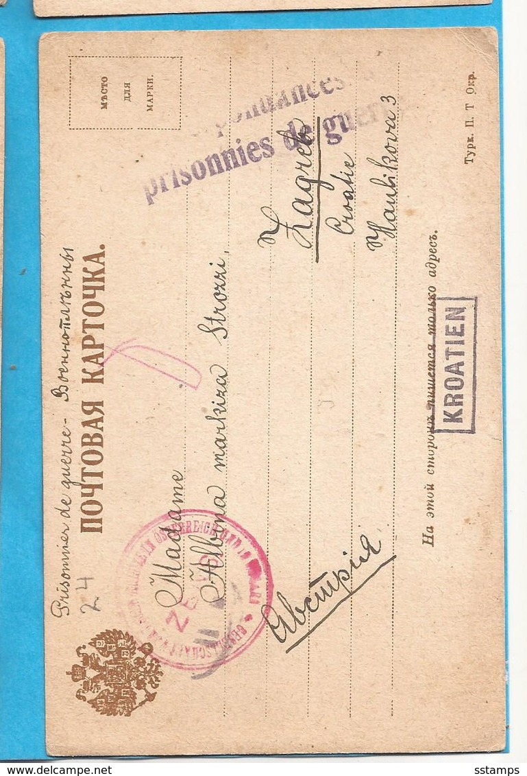 1915 I WAR RUSSIA PRISONIER POSTKART PER AUSTRIA KROATIEN ZAGREB INTERESSANT 7-06 - Lettres & Documents