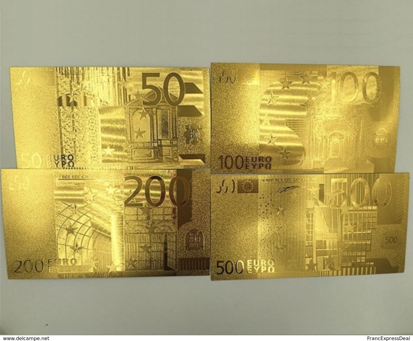 Set Complet De 7 Billets Plaqués OR + Certificat ! ( GOLD Plated Banknotes ) - Euros - Essais Privés / Non-officiels