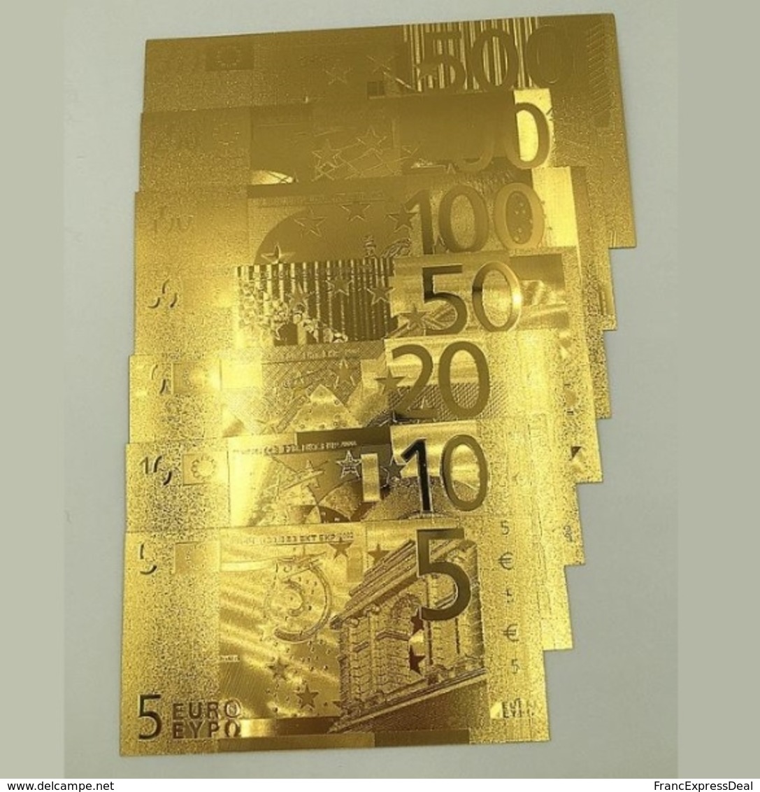 Set Complet De 7 Billets Plaqués OR + Certificat ! ( GOLD Plated Banknotes ) - Euros - Private Proofs / Unofficial