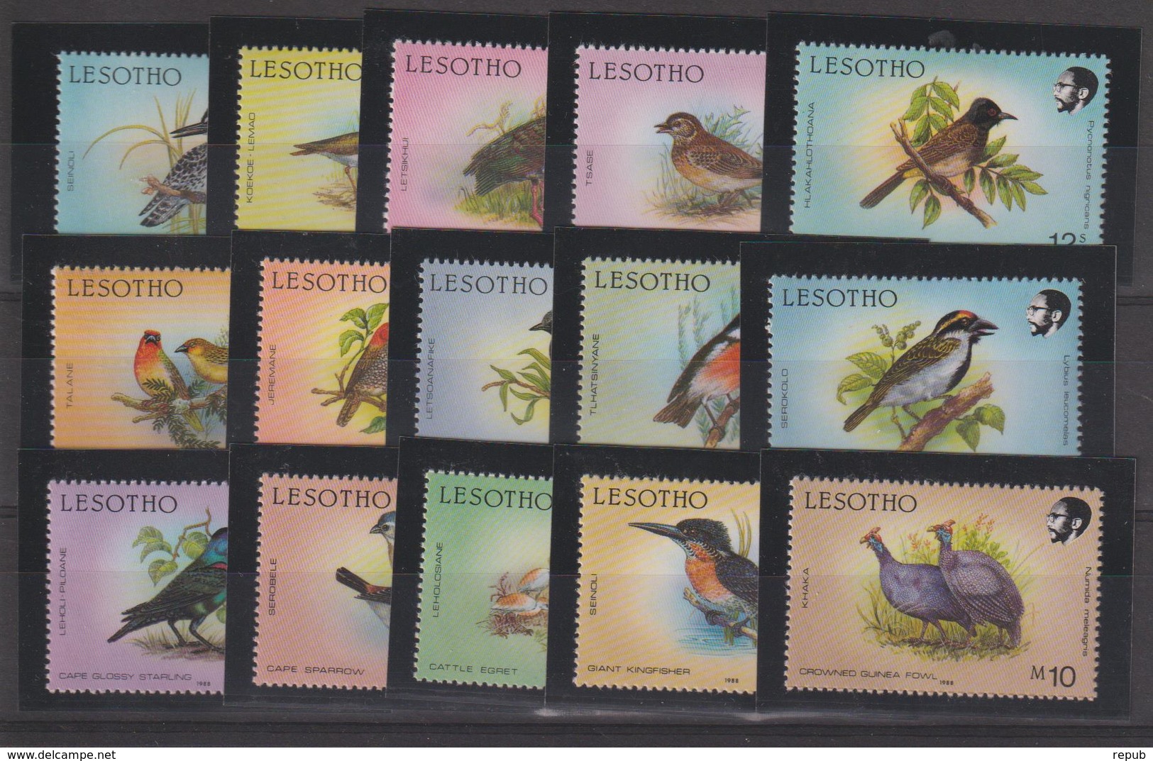 Lesotho 1988 Oiseaux Série 754-68 15 Val ** MNH - Lesotho (1966-...)