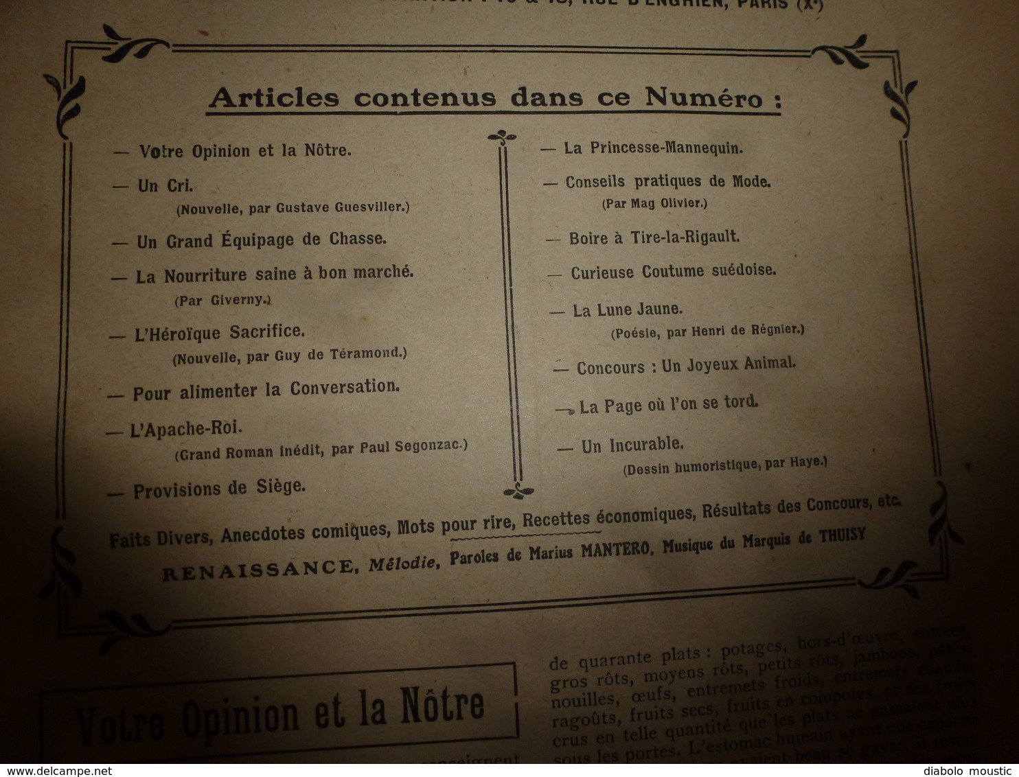 1908 NOS LOISIRS :Belle chasse à courre forêt de Compiègne;Princesse-Mannequin;1 poil de barbe=18000 fils d'araignée;etc