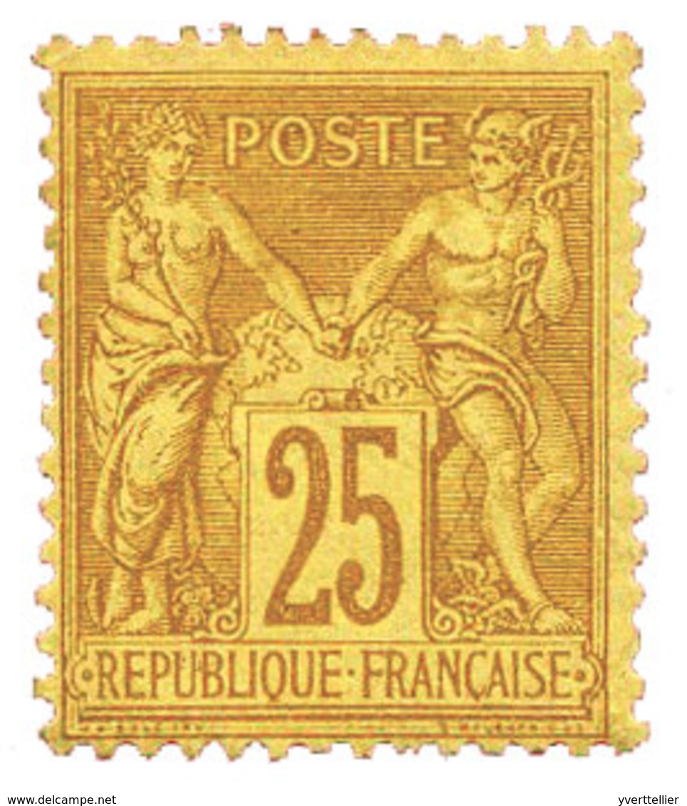 France : N°92*. 25 C. Bistre S. Jaune. Charnière Et Adhérences. - Autres & Non Classés