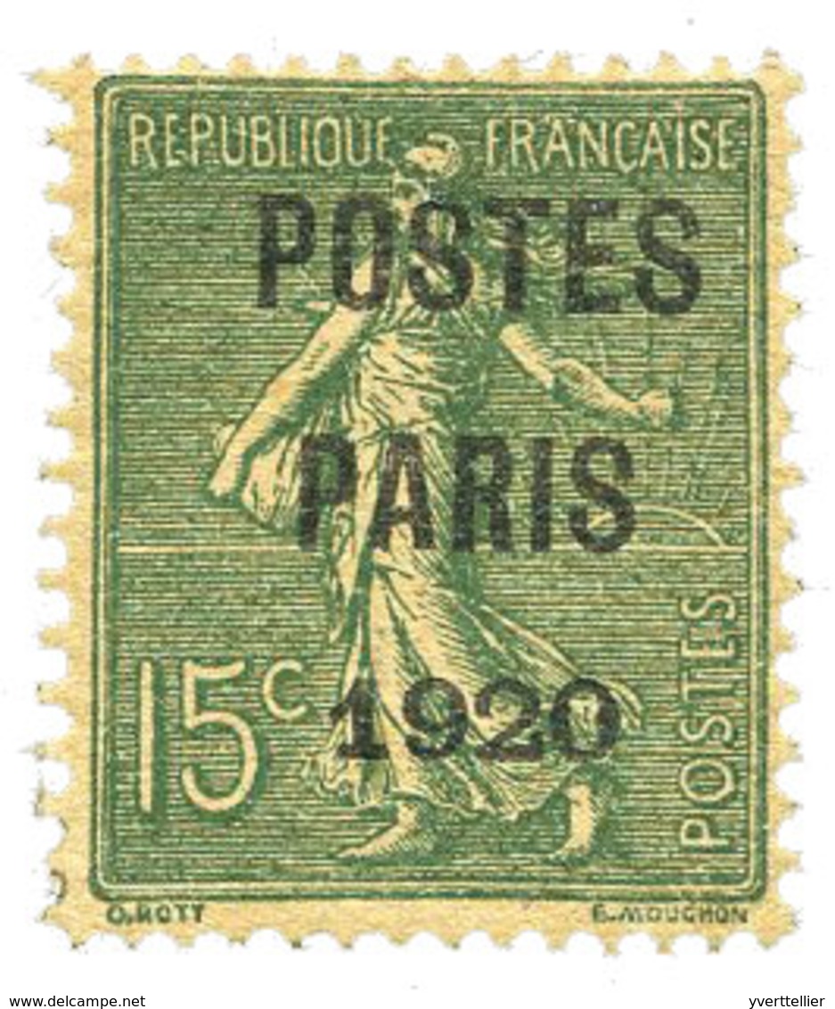 France : Préo N°25* 15 C. Vert-olive. Légères Adhérences, Signé Roumet. - Autres & Non Classés
