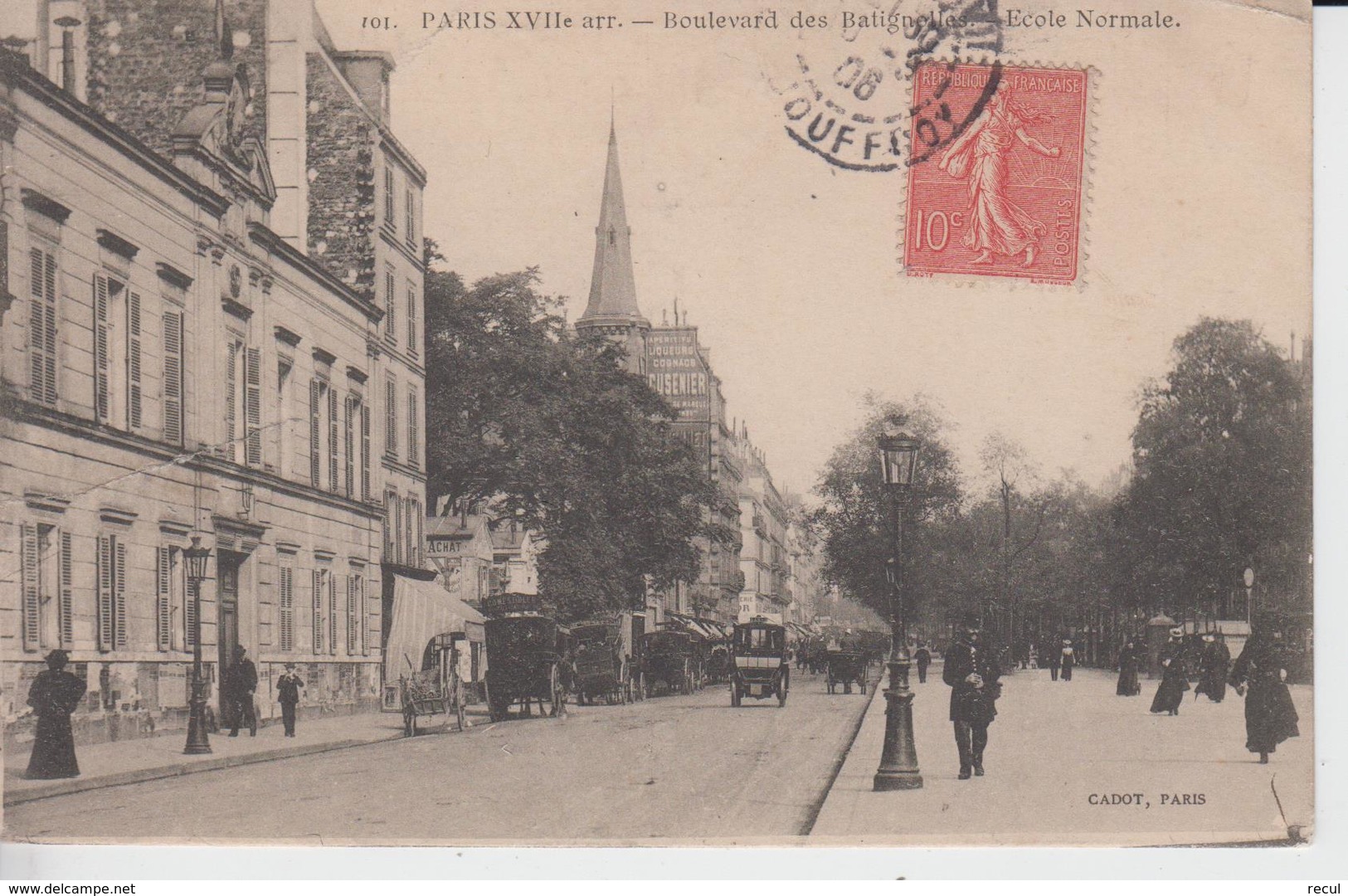 PARIS XVII - 101 - Boulevard Des Batignolles - L'Ecole Normale   ( - Timbre à Datede 1906 ) - District 17