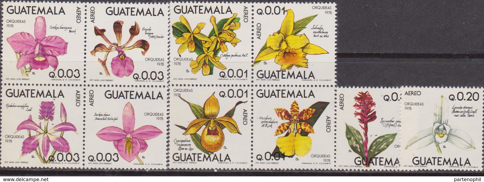 Guatemala 1978 Flora Flowers Blumen Orchids Airmail 2 Blocks MNH - Orchidee