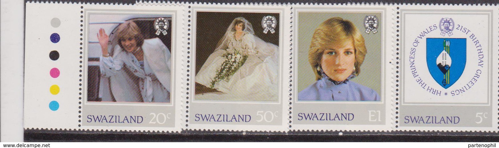 1982 Princess Diana 21st Birthday MNH Stamp Set Swaziland SG 404-407 - Case Reali