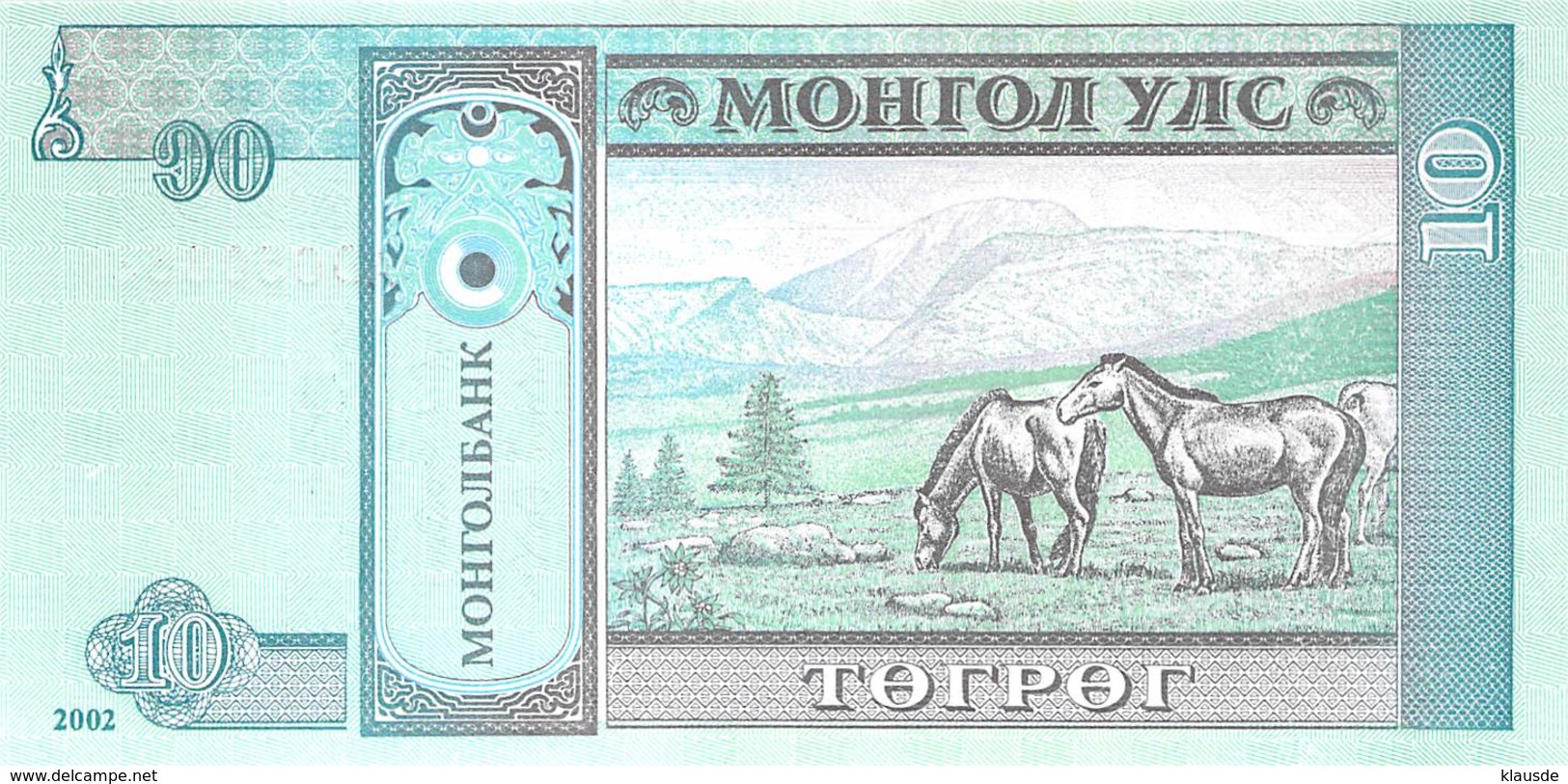 10 Tugrik Mongolei 2002 UNC - Mongolei