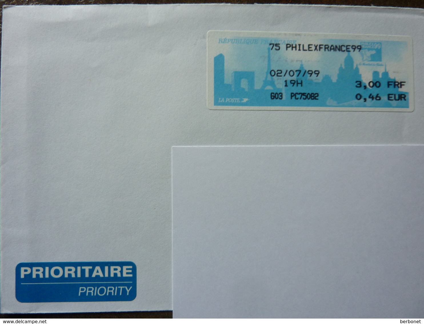 1999 PARIS  PHILEXFRANCE 99  Sur Lettre Non Oblitérée  (adresse Cachée) - 1999-2009 Illustrated Franking Labels