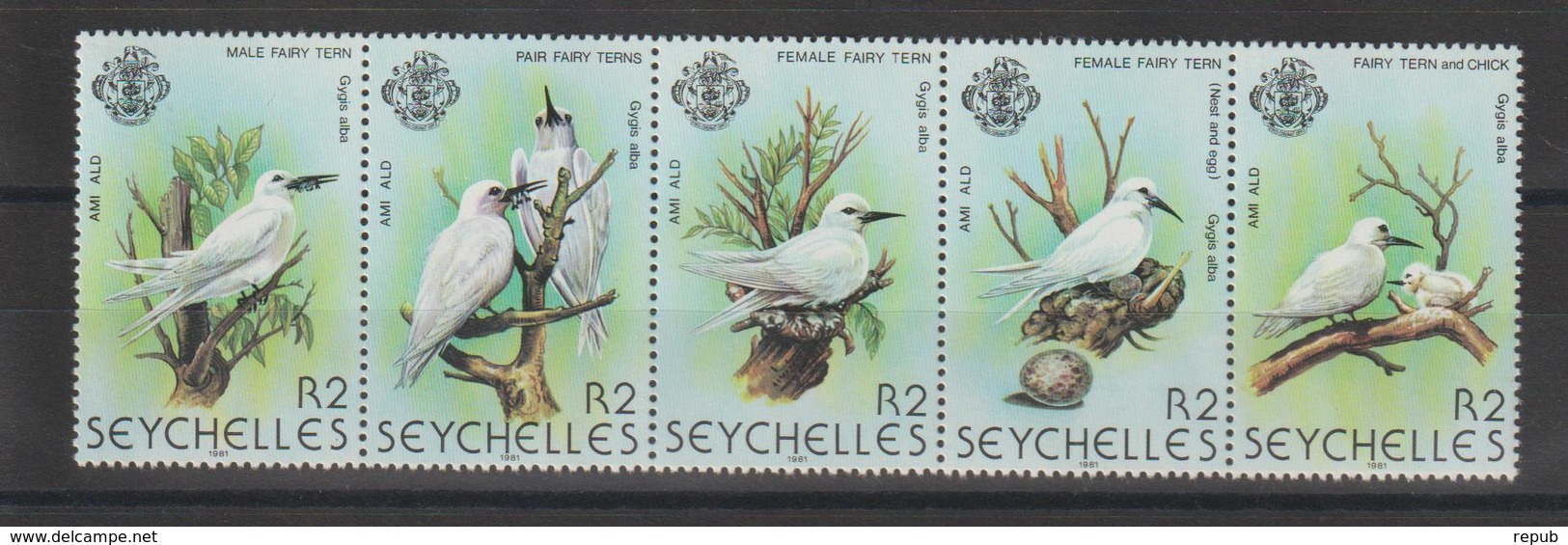 Seychelles 1981 Oiseaux Série 470-74 5 Val ** MNH - Seychelles (1976-...)