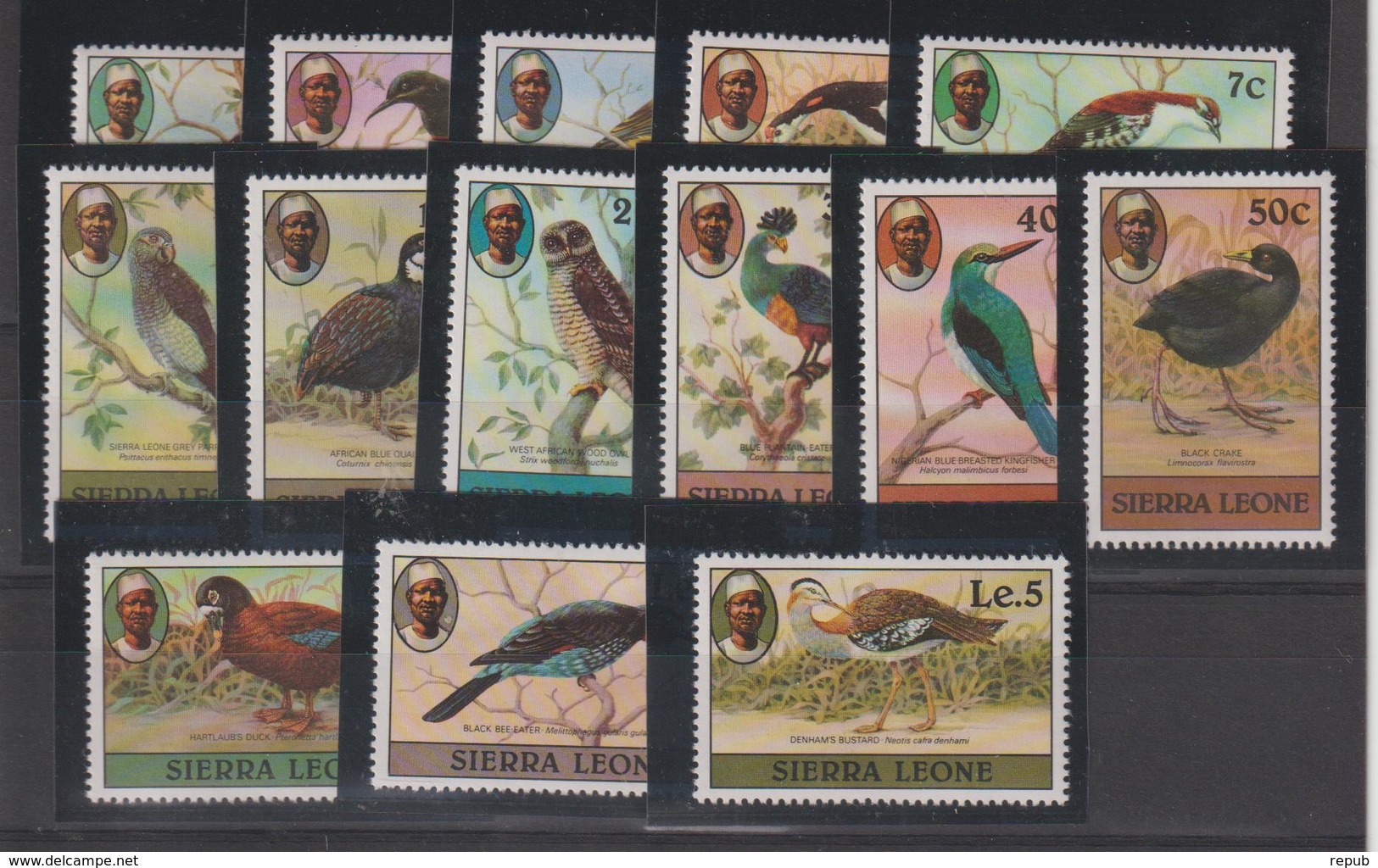 Sierra Leone 1980 Oiseaux Série 426-39 14 Val ** MNH - Sierra Leone (1961-...)