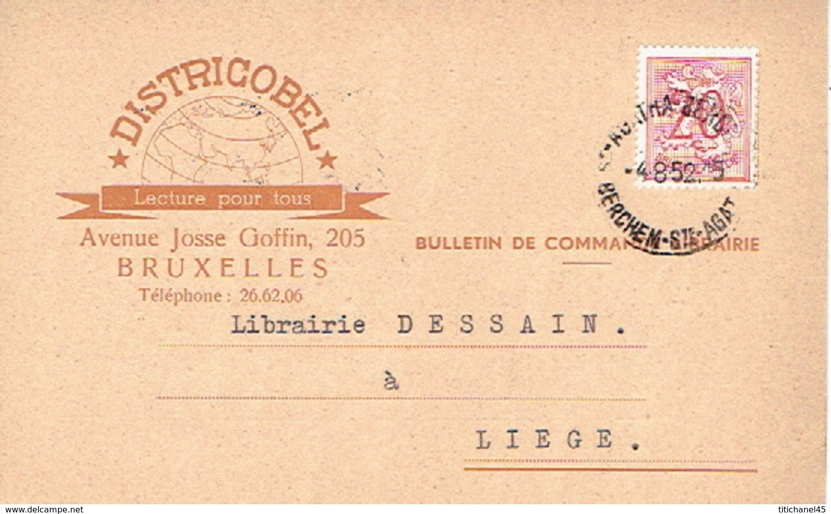 CP Publicitaire BRUXELLES 1952 - Librairie "DISTRICOBEL" - Autres & Non Classés