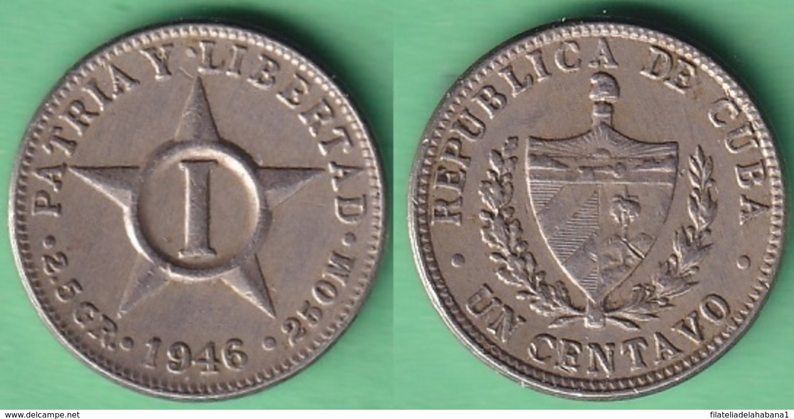 1946-MN-112 CUBA REPUBLICA 1946 1c COPPER-NICKEL STAR ESTRELLA RADIANTE. - Cuba