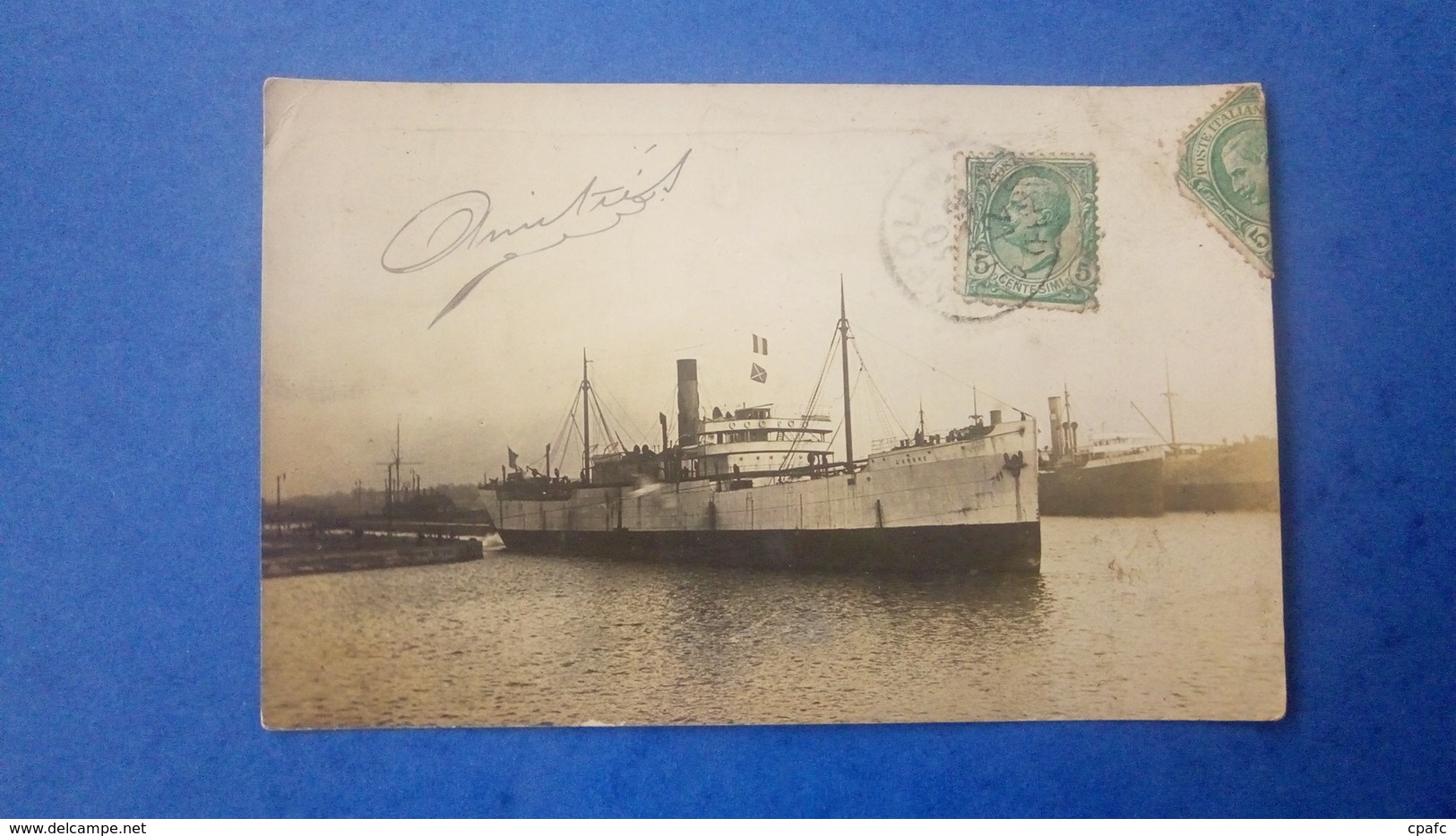 Carte Photo ITALIE - Naples - Bateau Français Cargo "L'ERDRE" (Timbre Et Cachet) Marine Marchande - Napoli (Naples)