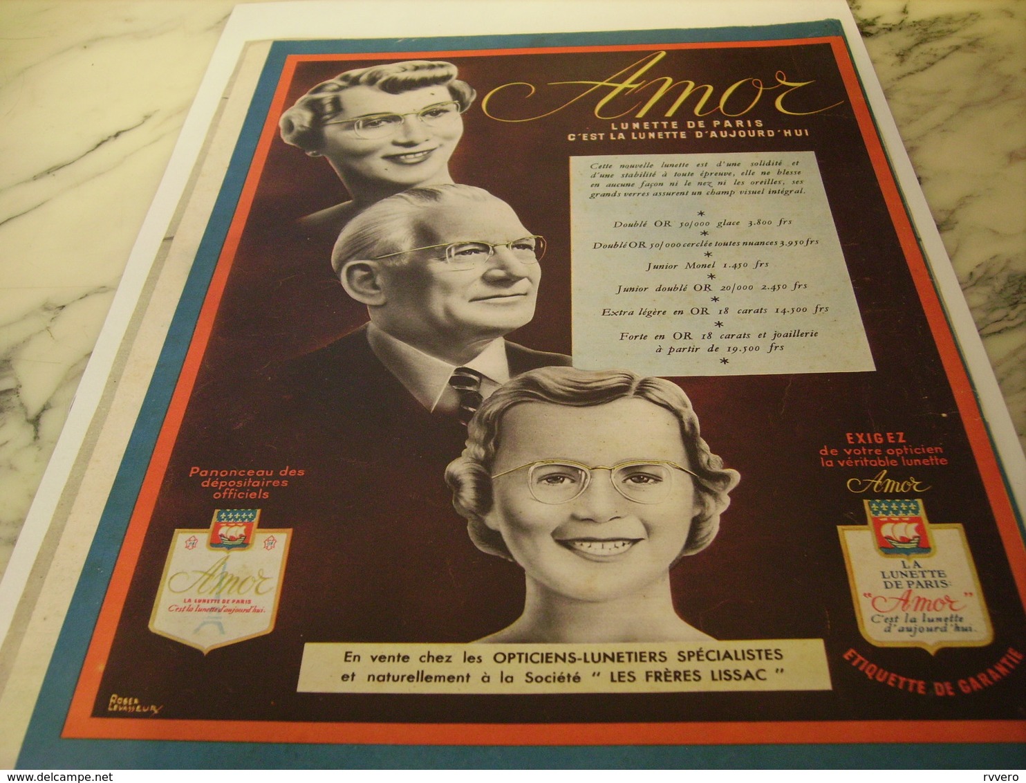 ANCIENNE PUBLICITE LUNETTE DE PARIS LUNETTE D AUJOURD HUI  AMOR 1952 - Autres & Non Classés