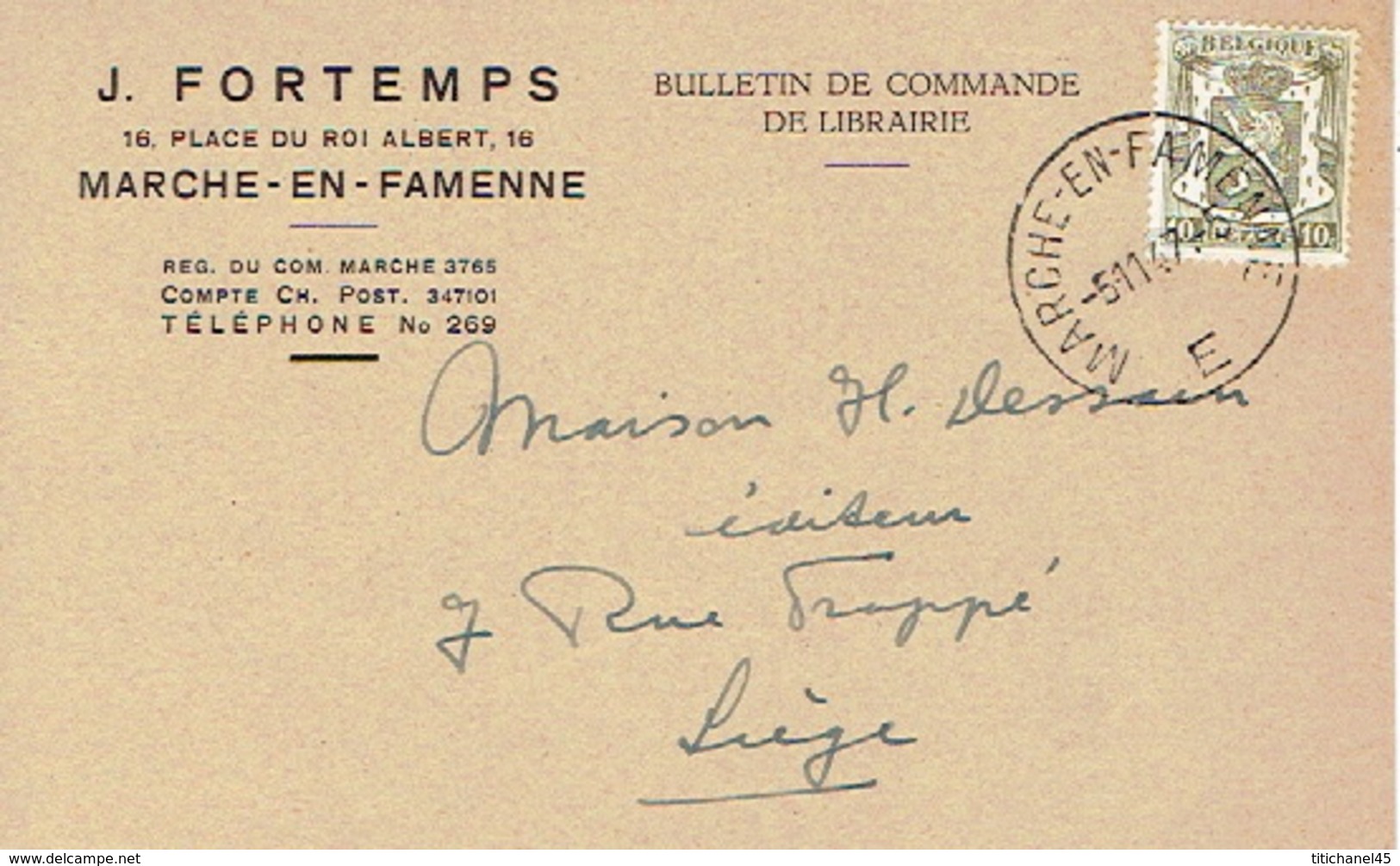 CP  Publicitaire JAMOIGNE 1959 -  Imprimerie Denis SINDIC - Librairie-Papeterie - Chiny