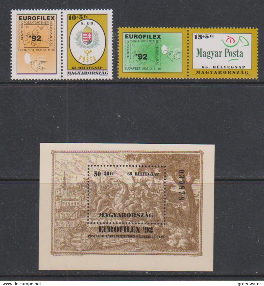 Hungary 1992 Eurofilex 2v + Label + M/s  ** Mnh (43026) - Hojas Bloque